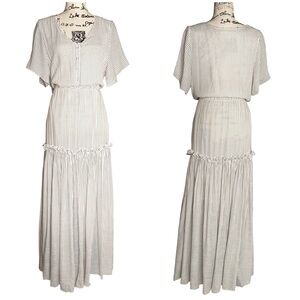 Joyfolie “Mia Joy” - Polka Dot Tiered Maxi Dress Size L - NWT